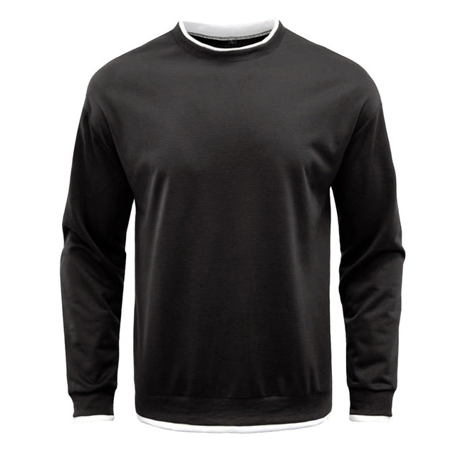 Men's Pullover Solid Color Patchwork Crew Neck Sweatshirts