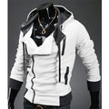 Men's Contrast Solid Color Zipper-up Hooded Jacket Active Hip Hop