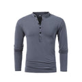 Men's Henley Jersey Patchwork Long Sleeve T-Shirt