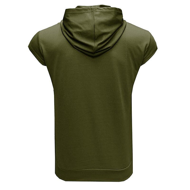 Men's Solid Color Casual Zipper Sports  Hoodie Tank Top