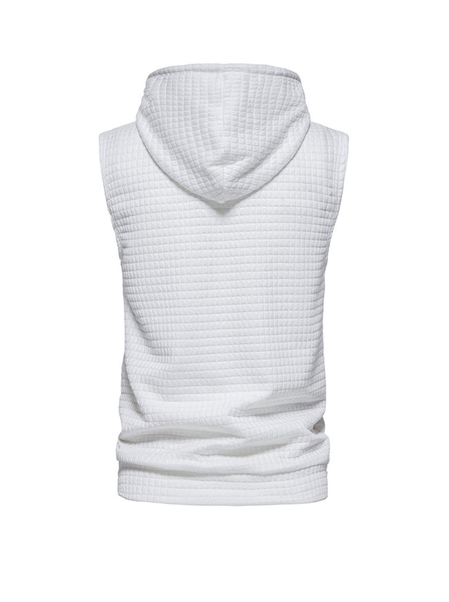 Men's Jacquard Small Check Pullover Hoodie Vest