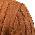 Men's Stand Collar Cotton Contrast Striped Cable Cardigan