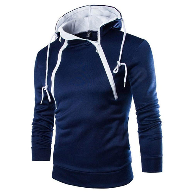 Men's Stand Collar Solid Color Zip Hoodies Sweatshirts