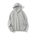 Men's Solid Color Sportswear Casual Thin Button Hooded Sweatshirt
