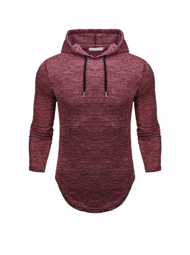 Men's Slub Yarn Hooded Long-sleeve T-shirt