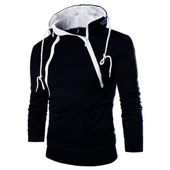 Men's Stand Collar Solid Color Zip Hoodies Sweatshirts