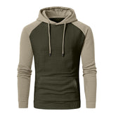 Men's Jacquard Check Color Block Pullover Hoodie Sweatshirts