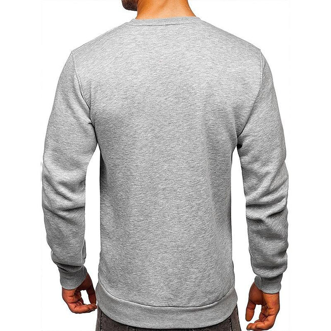 Men's Pullover Solid Color Fleece Crew Neck Sweatshirts