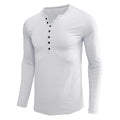 Men's Solid Color Henley Collar Long Sleeve T-Shirt