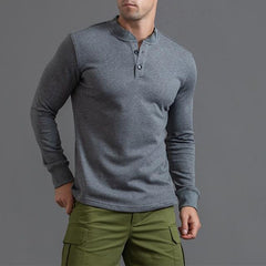 Men's Henry Collar Solid Color Casual Sportswear Sweatshirt