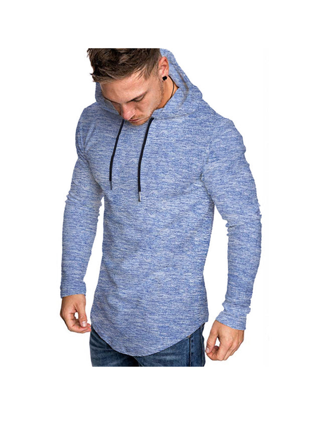 Men's Slub Yarn Hooded Long-sleeve T-shirt