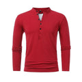 Men's Henley Jersey Patchwork Long Sleeve T-Shirt