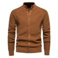 Men's Texture Pattern Stand Collar Knitted Cardigan