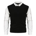 Men's Slim Patchwork Fake Two Piece Knit Sweater