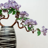 Tranquil Lavender Crystal Blossom Tree in Serene Blue Porcelain Vase