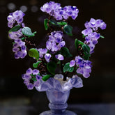Handcrafted Natural Crystal Money Tree in Ceramic Vase - Deep Purple