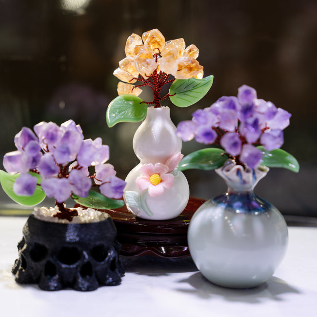 Crystal Flower Ornament with Four Unique Base Styles - Multiple Color Options
