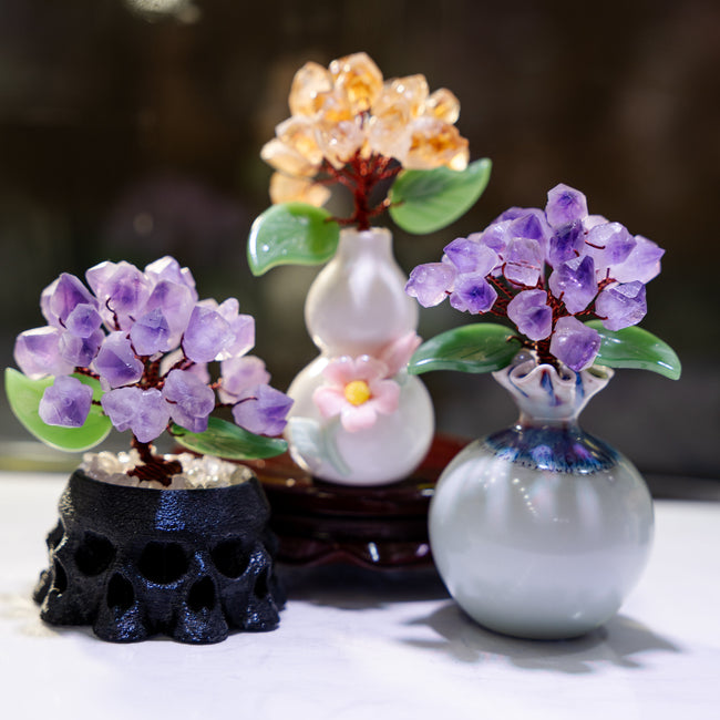 Crystal Flower Ornament with Four Unique Base Styles - Multiple Color Options