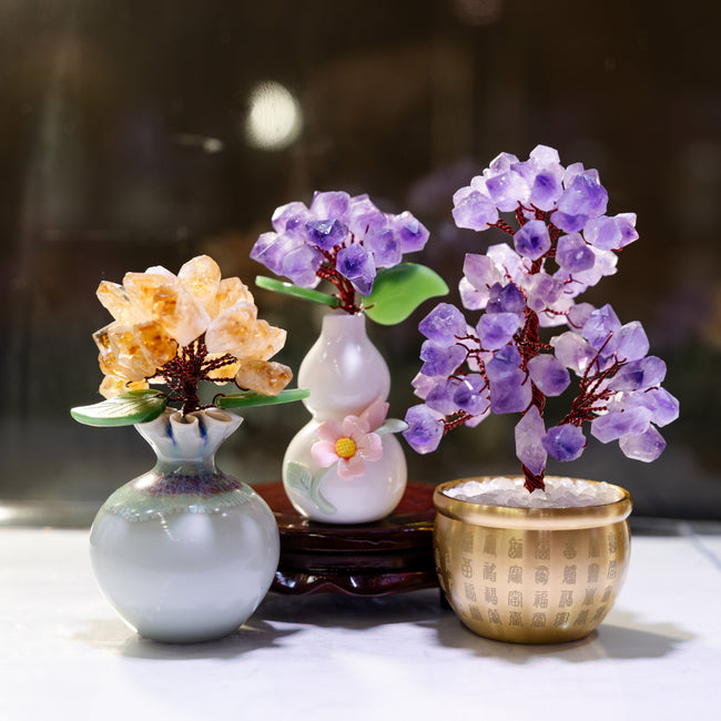Crystal Flower Ornament with Four Unique Base Styles - Multiple Color Options