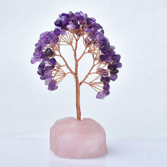 Natural Rose Quartz Copper Wire Fortune Tree