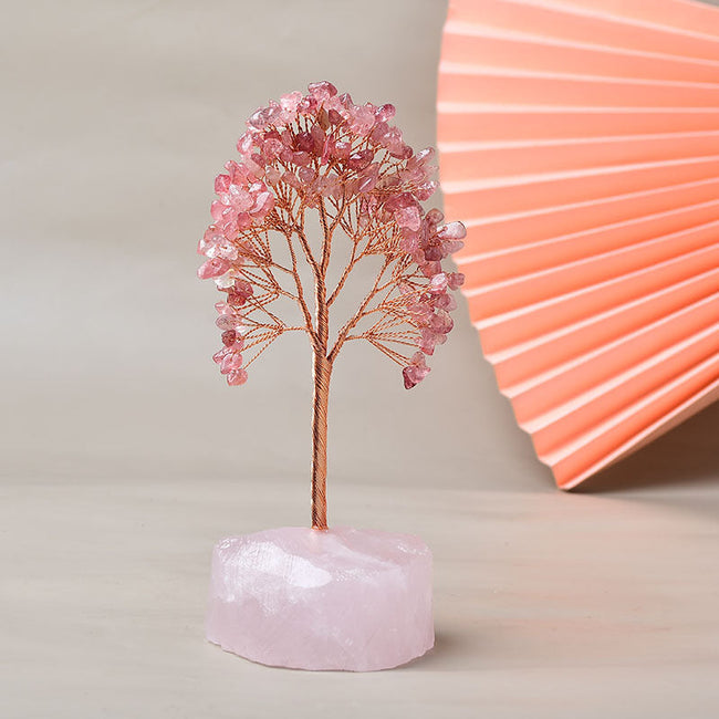 Natural Rose Quartz Base Fortune Tree
