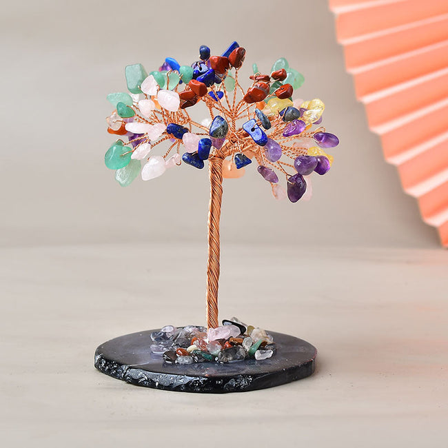 Crystal Fortune Tree Natural Agate Piece Base Ornament