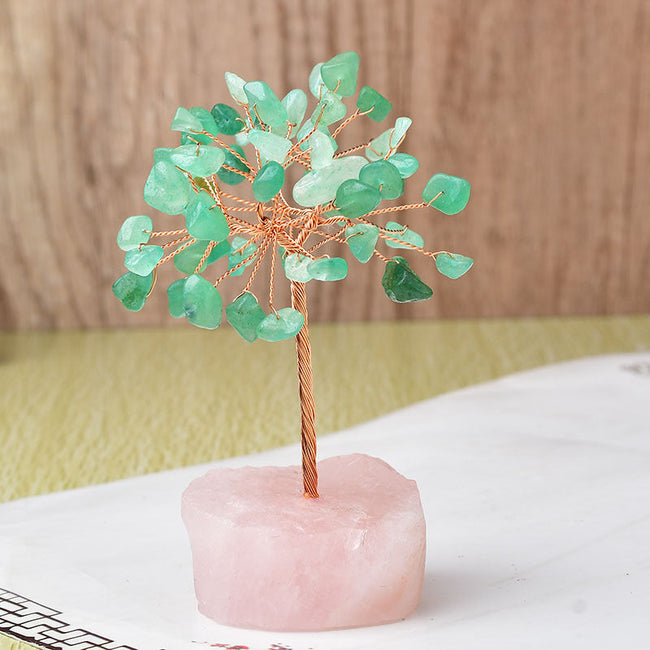 Natural Pink Crystal Base Fortune Tree