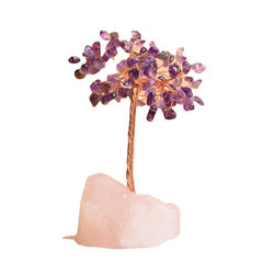 Natural Pink Crystal Stone Base Fortune Tree