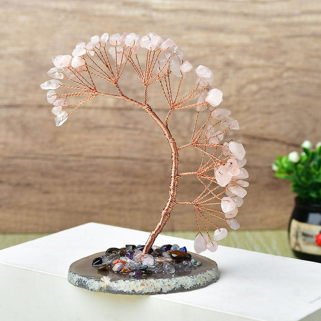 Natural Agate Base Crystal Colorful Fortune Tree