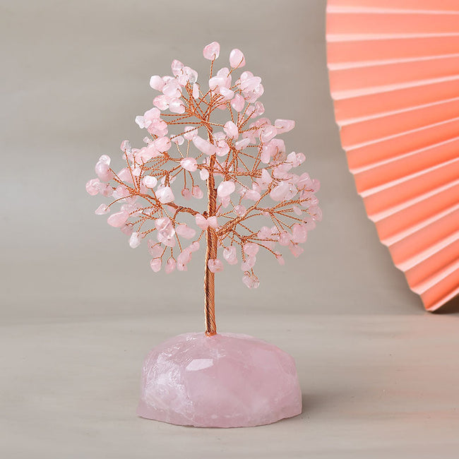 Natural Rose Quartz Base Fortune Tree