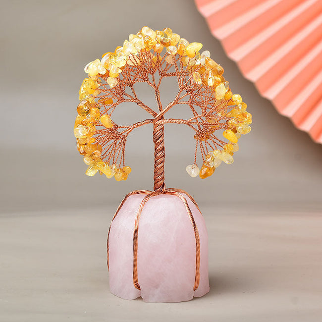 Hand-woven Natural Crystal Stone Fortune Tree of Life Ornaments
