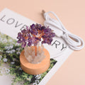 White Lamp Holder USB Natural Crystal Fortune Tree