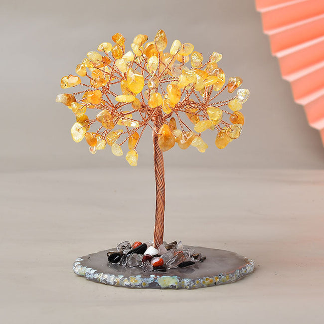 Crystal Fortune Tree Natural Agate Piece Base Ornament