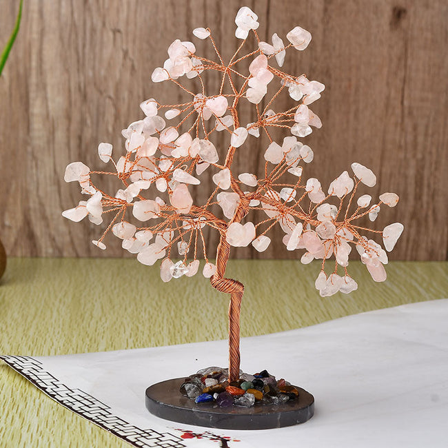 Natural Agate Base Copper Wire Fortune Tree Ornaments