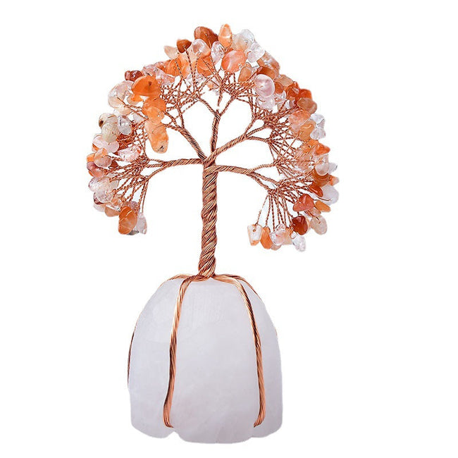 Natural White Crystal Base Fortune Tree
