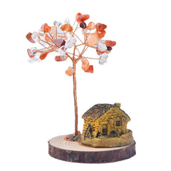 Natural Crystal Small House Shaped Fortune Tree