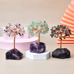 Natural Amethyst Stone Base Fortune Tree