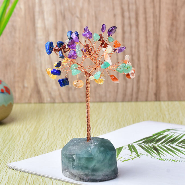 Natural Pink Crystal Base Fortune Tree