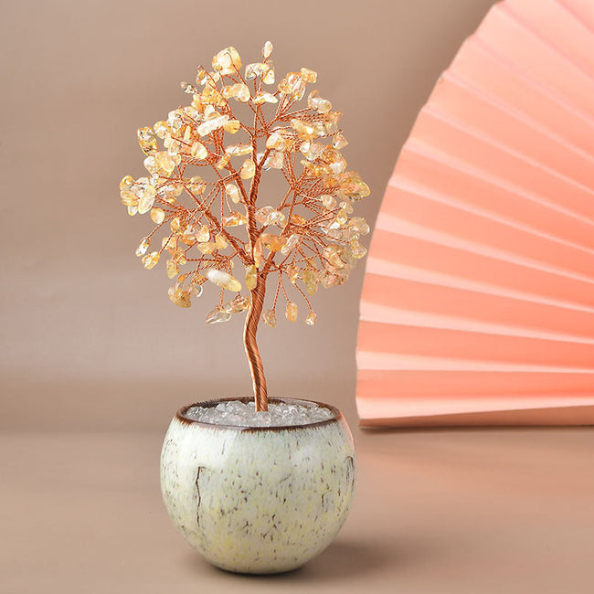Natural Citrine Fortune Tree Ornaments
