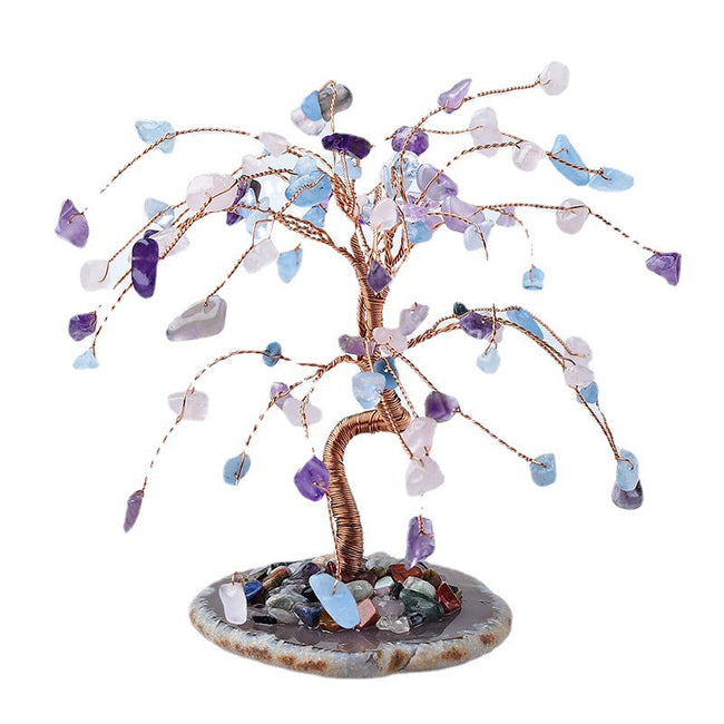 Natural Tri-color Agate Piece Base Crystal Fortune Tree