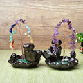 Natural Crystal Backflow Incense Base Fortune Tree