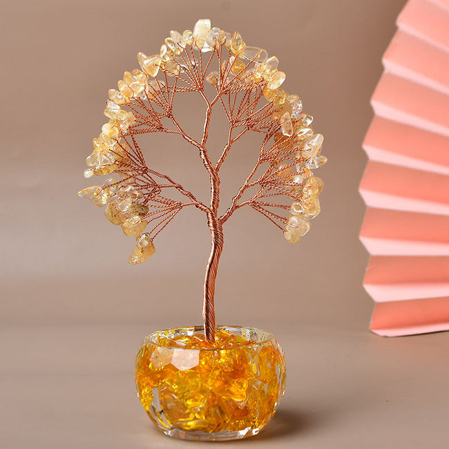 Diamond Bowl Natural Crystal Fortune Tree Ornaments