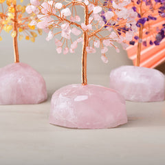 Natural Rose Quartz Base Fortune Tree