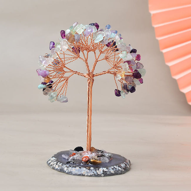 Crystal Fortune Tree Natural Agate Piece Base Ornament