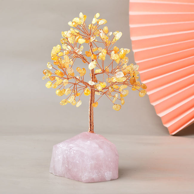Natural Rose Quartz Base Fortune Tree