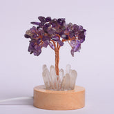 White Lamp Holder USB Natural Crystal Fortune Tree