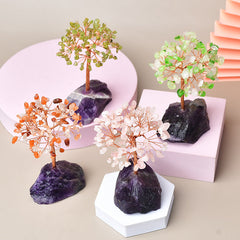 Natural Amethyst Stone Base Fortune Tree