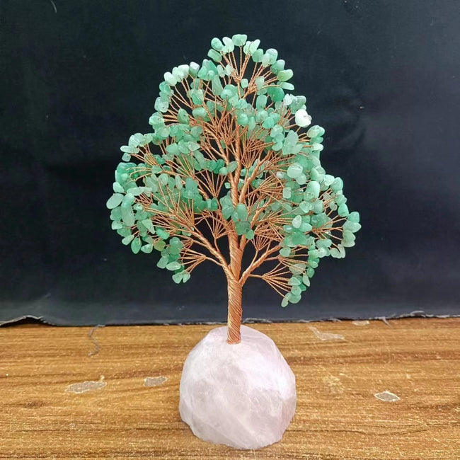 Natural Rose Quartz Fortune Tree Ornaments
