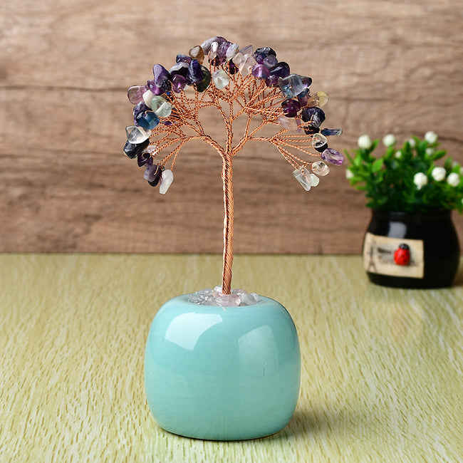Pachira Aquatica with Multi-colored Apples and Porcelain Base
