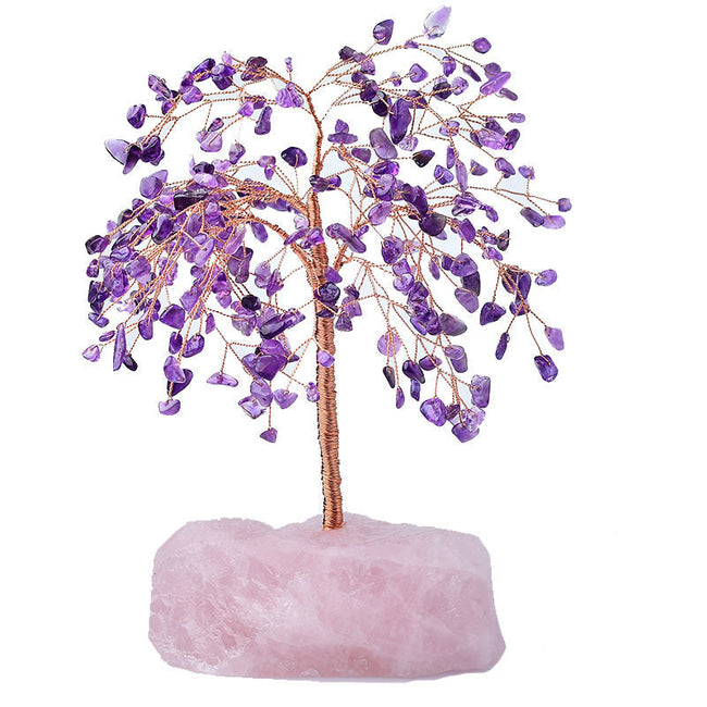 Natural Amethyst Cluster Base Copper Wire Fortune Tree